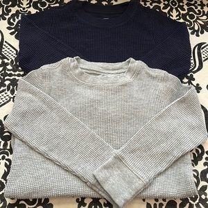 Bundle of long sleeve waffle shirts blue and gray size 3